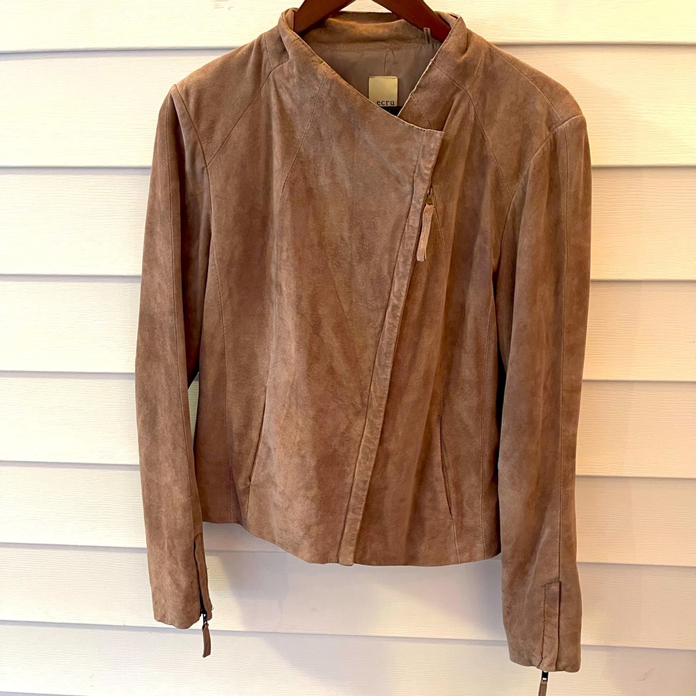 ECRU 100% Leather jacket coat zip super soft M